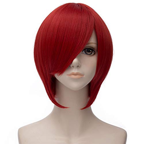 Damen Perücken Männer Kurze Gerade Cosplay Perücken Mit Seitlichem Pony Synthetische Perücke Rosa Rot Schwarz Verfügbar for Frauen Tägliche Party Cosplay Beauty Ladieshair (Color : 7, Size : 12inche von GRFIT