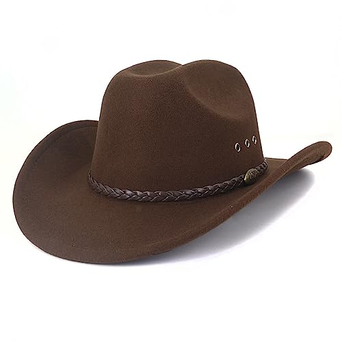 Fedora Trilby Filzhut Hut Lässiger Western-Cowboyhut Lässiger Hut Großer Krempenhut Ethnischer Jazzhut 58Cm Kaffee von GRFIT