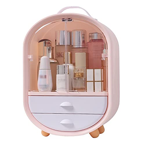 GRFIT Make Up Organizer Kosmetische Aufbewahrungsbox Multifunktions Tragbare Tragbare Großraum Lippenstift Kosmetische Hülle Rack Kosmetische Anzeigegestell Make-Up Table Organiser (Color : Pink) von GRFIT