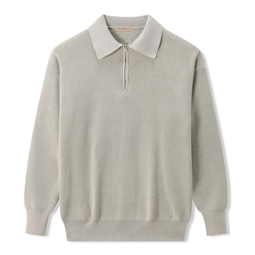 GRFIT Pullover Sweatshirts Herren Pullover Dick Warme Pullover Drehen Kragen Langarm Klassisch Strick Pullover Herren Strick Pullover Freizeit Bekleidung S Sryjb47Grau von GRFIT
