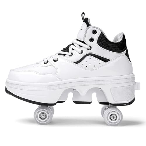GRFIT Shoes with Wheels, 2-in-1 Multifunctional 4-Wheel Shoes with Roller Skates, Deformation Shoes for Men, Women and Children,35 von GRFIT