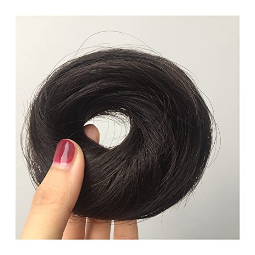 Haarteil Haargummi 1/2PCS Band Pferdeschwanz Scrunchy Haarteil for Frauen Echthaar Dutt Chignon Unordentliche Dutt Haarteile Donut Chignon mit elastischem Gummi Haarteil Hochsteckfrisuren/Haarteile von GRFIT