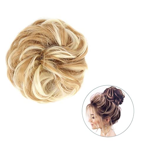 Haarteil Haargummi 1 Stück rund ums Haar, Pferdeschwanz, Donut-Haarknoten, Haarschmuck for Frauen, synthetischer, unordentlicher, lockiger, gewellter Scrunchie-Chignon mit Gummibandwickel Haarverlänge von GRFIT