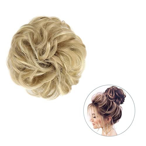 Haarteil Haargummi 1 Stück rund ums Haar, Pferdeschwanz, Donut-Haarknoten, Haarschmuck for Frauen, synthetischer, unordentlicher, lockiger, gewellter Scrunchie-Chignon mit Gummibandwickel Haarverlänge von GRFIT