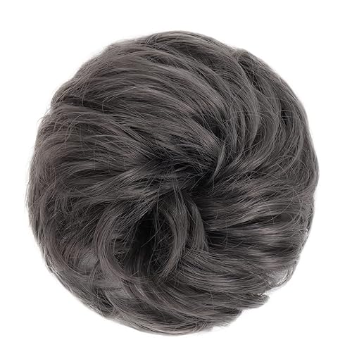 Haarteil Haargummi Donut-Haarknoten for Damen und Mädchen, lockiges gewelltes synthetisches Chignon-Haarteil mit Gummiband, unordentliche Haarknoten-Erweiterungen Haarverlängerung (Color : DIMGRAY) von GRFIT