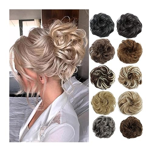 Haarteil Haargummi Hair Bun Extensions Messy Wave Curly Elastic Hair Scrunchies Synthetic Chignon Ponytail Hair Extensions Thick Updo Hairpieces for Women Girls Haarverlängerung (Color : 22) von GRFIT