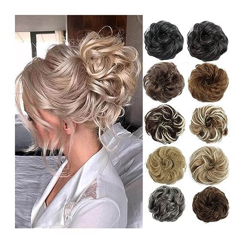 Haarteil Haargummi Hair Bun Extensions Messy Wave Curly Elastic Hair Scrunchies Synthetic Chignon Ponytail Hair Extensions Thick Updo Hairpieces for Women Girls Haarverlängerung (Color : 28H613) von GRFIT