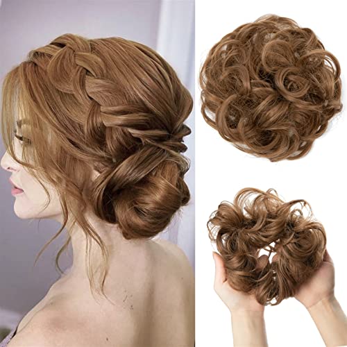 Haarteil Haarverlängerung 1 STÜCK Synthetische Haarknotenverlängerungen Messy Curly Elastische Haargummis Haarteile Synthetische Chignon Donut Hochsteckfrisur Haarteile for Frauen Haarteil Haargummi ( von GRFIT