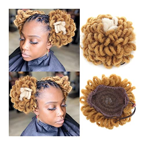 Haarteil Haarverlängerung Synthetische Dreadlocks Dutt Afro Puff Kordelzug Pferdeschwanz Haar, Chignon Locs Zöpfe Dutt Haarteil Clip im Haar, Verlängerungen for schwarze Frauen Haarteil Haargummi (Co von GRFIT