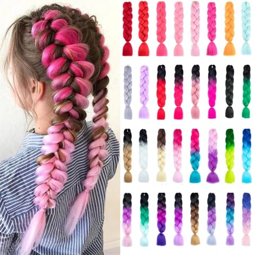 Human Hair Bundles Ombre Flechten Haar Häkeln Zöpfe 24 Zoll Synthetische Flechten Haar Ombre Haar Verlängerung for Frauen DIY Haar Zöpfe Haarteil Extensions(Color:A20) von GRFIT