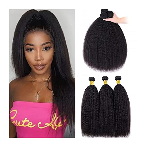 Human Hair Bundles Versaute glattes menschliches Haarbündel, indisches Yaki gerade jungfräuliche Haare, 1/3/4 PCs Kinky gerade Remy -Haarverlängerungen for schwarze Frauen, natürliche Farbe human hair von GRFIT