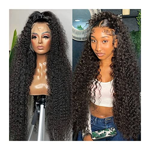 Perücken Deep Wave Lace Wig Glueless 360 Lace Front Perücken Long Wave Curly 13x4 Echthaar Lace Frontal Perücken Brasilianisches Remy Haar Curly 4x4 Lace Perücken for Frauen Haarteile (Color : 4x4 La von GRFIT