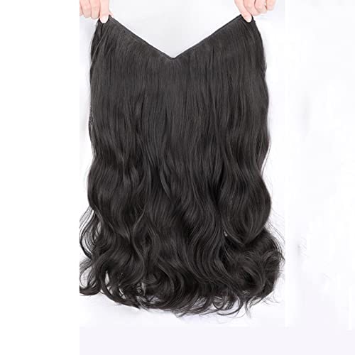 Perücken Einteiliges Perückenstück Große Welle U-förmige Locken Flauschiges Haarvolumen Perücke Mädchen Langes Haar Keine Spur Haarverlängerungsstück Spitzeperücke (Color : Schwarz, Size : 50CM/19.7 von GRFIT