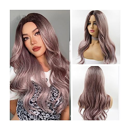 Perücken Perücke, Cosplay, hitzebeständige Faser-Perücken, lange braune Ombre-Synthetik-Perücken for Frauen, natürliches Haar, gewellte Perücken, mittlerer Teil, weibliche Perücke Für Partys und den t von GRFIT