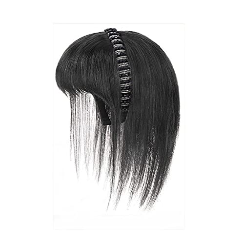 Perücken Simulation Haar Pony Perücke Stück Stirn Haarband Pony Eine Perücke Kopffüller Haarabdeckung Weißes Haar Mädchen Perücken Spitzeperücke (Color : Brown-black straight hair-25CM) von GRFIT