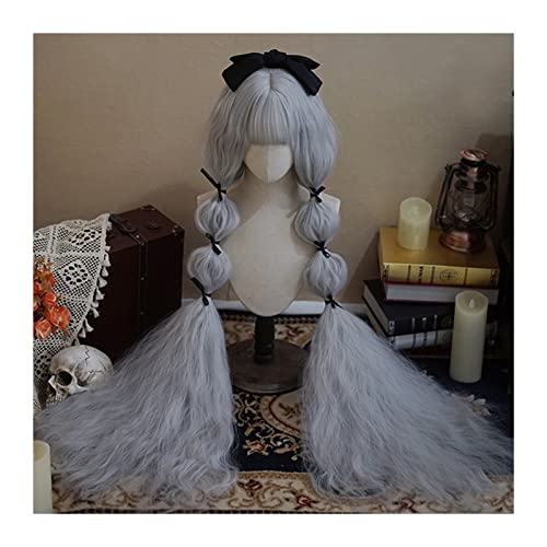 Perücken Super lange Kunsthaarperücke, 120 cm Maislockeperücke mit Pony, natürliche hitzebeständige Prinzessin Lolita Cosplay Perücke Party Kostüm Halloween Perücke Haarteile (Color : 007) von GRFIT