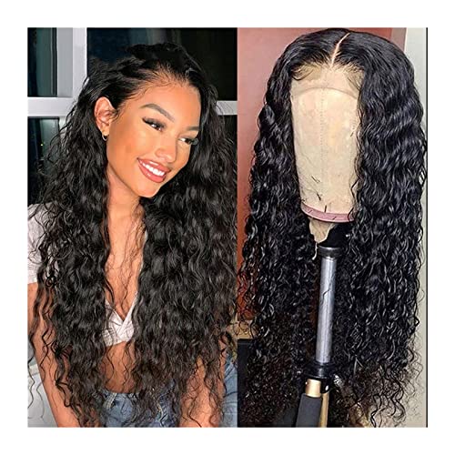 Perücken Water Wave 4x4 Lace Closure Perücken Echthaar for Frauen 8-30" Brasilianisches Remy-Haar Nasse und gewellte Lace Closure Wig Vorgezupft mit Babyhaar Spitzeperücke (Size : 150 Density, Color von GRFIT