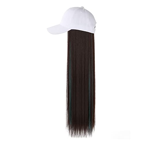 Perückenkappen 60 cm lange Modeperücke Hut Ein langer gerader Haare Pick gefärbt unsichtbare Entenkappe Perücke Frauen neue Baseball Hatband Hut Perücke (Color : H) von GRFIT