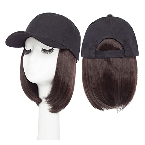 Perückenkappen 6inch Baseball -Perücke Bob Perücke Black Hat Wigs Mütze mit Haar (Color : D) von GRFIT