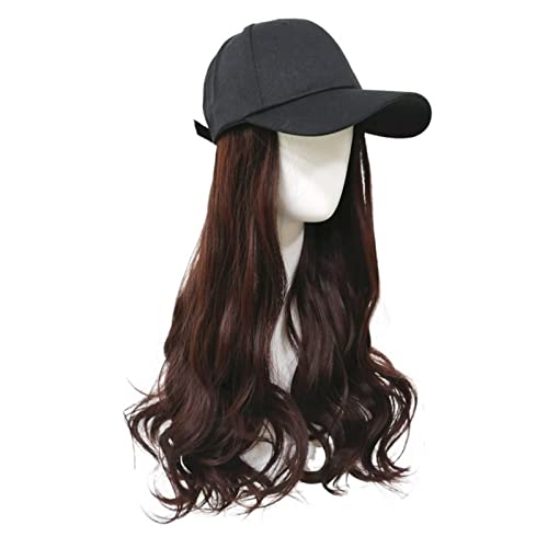 Perückenkappen Perücke Hut Frauen Mode langes lockiges Haar Baseballhut mit Perücke Vollkopf Cover (Color : 2) von GRFIT