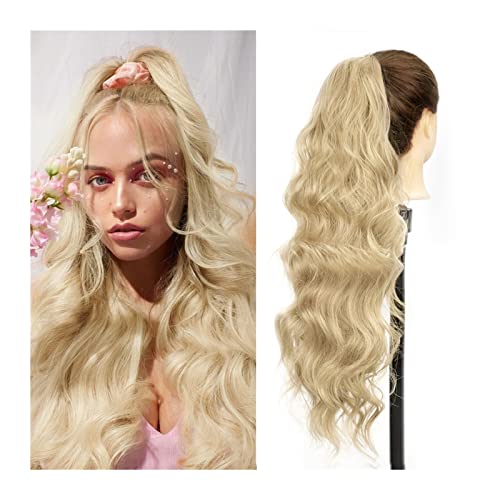 Pferdeschwanz 66 cm lange gewellte Haarverlängerung, synthetische hitzebeständige Haarverlängerung, Haarteil for Frauen und Mädchen, Kordelzug-Pferdeschwanz, natürlicher, weicher Clip-in-Pferdeschwanz von GRFIT