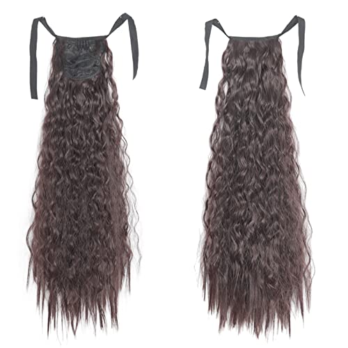 Pferdeschwanz Clip-Haarverlängerungen for Anklipsen, synthetischer Mais, gewellt, langer Pferdeschwanz for Damen-Haarteil Pferdeschwanz Haarteil (Color : Q56-4, Size : 22inch-55cm) von GRFIT