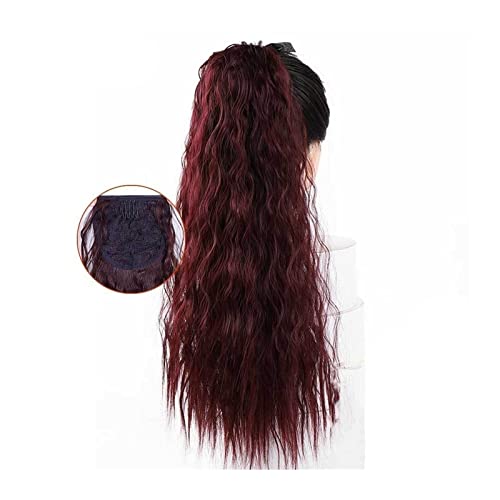 Pferdeschwanz Extensions 22" synthetische, flauschige, lockige Pferdeschwanz-Haarteile for Anklipsen, Pferdeschwanz-Haarverlängerungen for Frauen, lange Maiswellen-Pferdeschwanzverlängerungen Pferdesc von GRFIT