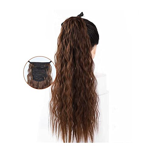 Pferdeschwanz Extensions 22" synthetische, flauschige, lockige Pferdeschwanz-Haarteile for Anklipsen, Pferdeschwanz-Haarverlängerungen for Frauen, lange Maiswellen-Pferdeschwanzverlängerungen Pferdesc von GRFIT