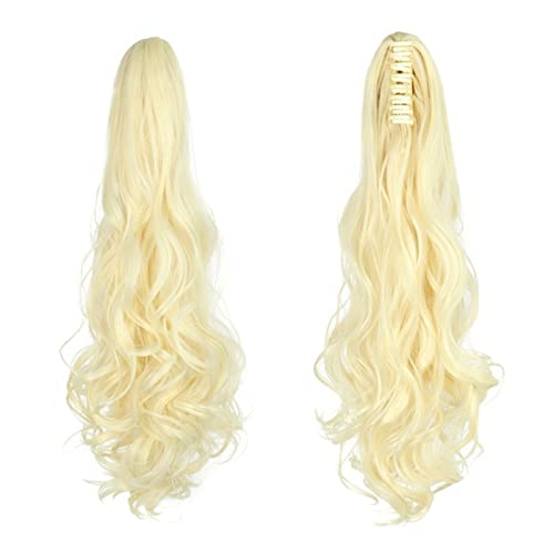 Pferdeschwanzverlängerung 55,9 cm gewelltes Pferdeschwanz-Haar mit Klaue, Clip-in-Haarverlängerung, hitzebeständige Faser, Pferdeschwanz-Haarteil for Frauen und Mädchen, Verlängerung, synthetisches, l von GRFIT