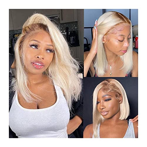 Synthetische Perücke 13x4 Ombre Blonde Kurze Bob Perücken for Frauen Remy Echthaar 150% Dichte Blonde Lace Front Perücke Peruanisches Haar Pixie Cut Transparente Lace Frontal Perücke Cosplay Perücke ( von GRFIT