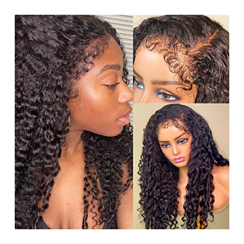 Synthetische Perücke 150% Dichte Kinky Curly Edges Hairline Perücken Lace Front Perücken HD Transparente Lace Frontal Echthaarperücken mit lockigem Babyhaar for schwarze Frauen Cosplay Perücke (Color von GRFIT