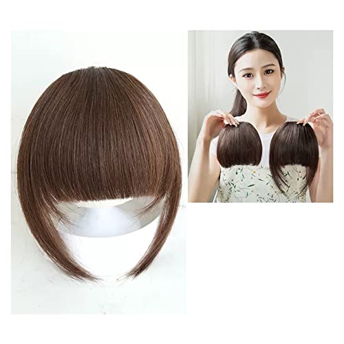 Synthetische Perücke Gefälschte Pony Mädchen Echthaar Perücke Stück verdickte Pony Qi Pony weiches Haar Perücke Stück Cosplay Perücke (Color : Light brown, Size : B) von GRFIT