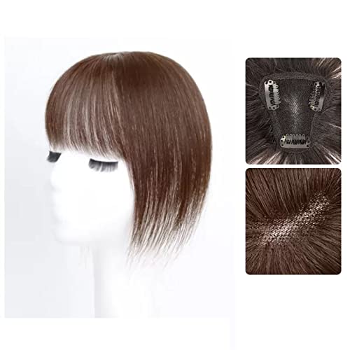 Synthetische Perücke Perücke Mädchen Kopf Patch Weißes Haar Echthaar Dünn Flauschig Erhöhen Sie das Haarvolumen Perücke Stück Cosplay Perücke (Color : 06-(7-8)25CM-chestnut-brown) von GRFIT