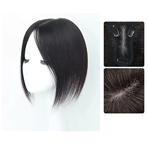 Synthetische Perücke Perücke Mädchen Kopf Patch Weißes Haar Echthaar Dünn Flauschig Erhöhen Sie das Haarvolumen Perücke Stück Cosplay Perücke (Color : 09-(8-12)25CM-black) von GRFIT