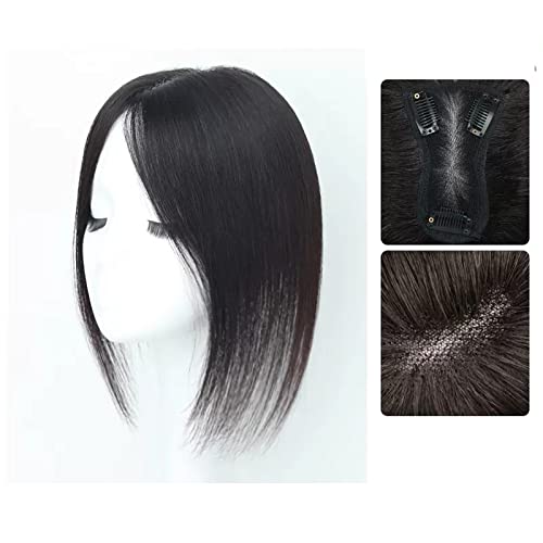 Synthetische Perücke Perücke Mädchen Kopf Patch Weißes Haar Echthaar Dünn Flauschig Erhöhen Sie das Haarvolumen Perücke Stück Cosplay Perücke (Color : 11-(8-12)25CM-black) von GRFIT