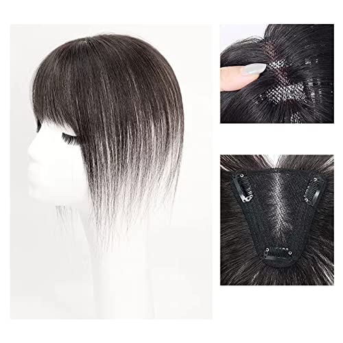 Synthetische Perücke Perücke Stück Echthaar Abdeckung Weißes Haar Dünner Kopf Aufnäher Haarteil Mädchen Echthaar Flauschige Perücke Stück Perücke Cosplay Perücke (Color : 01-(9-10)25CM-black) von GRFIT