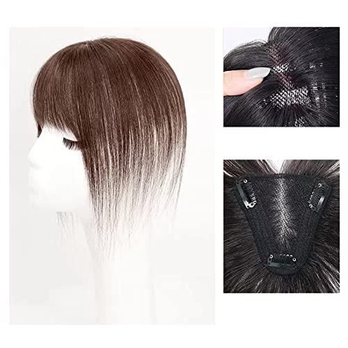 Synthetische Perücke Perücke Stück Echthaar Abdeckung Weißes Haar Dünner Kopf Aufnäher Haarteil Mädchen Echthaar Flauschige Perücke Stück Perücke Cosplay Perücke (Color : 02-(9-10)25CM-chestnut brown von GRFIT