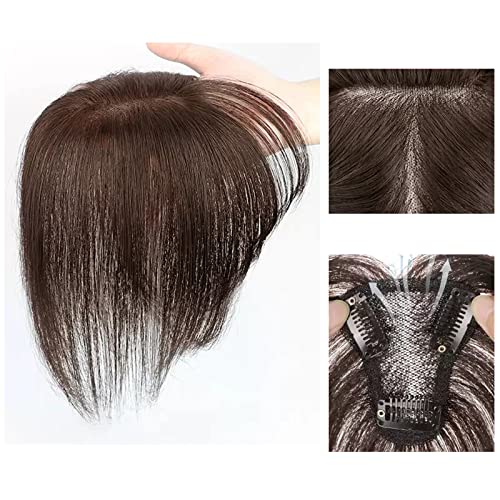 Synthetische Perücke Pony Perücke Stück Voll Echthaar Patch Fluffy Erhöhen Sie das Haarvolumen Flauschige Abdeckung Graues Haar Cosplay Perücke (Color : 18-(7-9)25CM-brown) von GRFIT