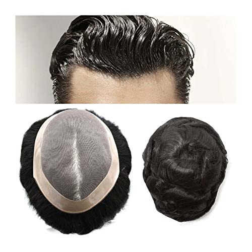 Toupet für Männer Feines Mono-Herren-Toupet, 15,2 cm, Remy-Haar, Poly-Haut-Haarersatzsystem, 120% Dichte, langlebiges PU-Monofilament-Perücken-Haarteil for Männer Haarverlängerungen (Color : 6 inche von GRFIT