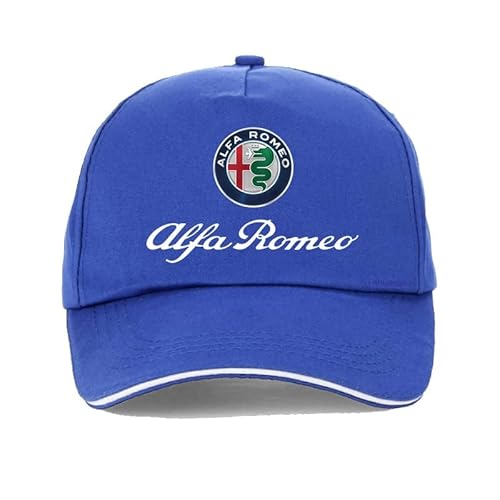 Verstellbare Unisex-Baseballmütze aus Baumwolle, für Alfa Romeo Giulia Stelvio Giulietta 159 147 156 Team Schiebermütze mit Auto-Logo,Blue von GRFIT