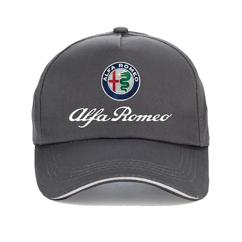 Verstellbare Unisex-Baseballmütze aus Baumwolle, für Alfa Romeo Giulia Stelvio Giulietta 159 147 156 Team Schiebermütze mit Auto-Logo,Grey von GRFIT