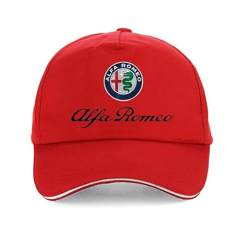 Verstellbare Unisex-Baseballmütze aus Baumwolle, für Alfa Romeo Giulia Stelvio Giulietta 159 147 156 Team Schiebermütze mit Auto-Logo,Red von GRFIT