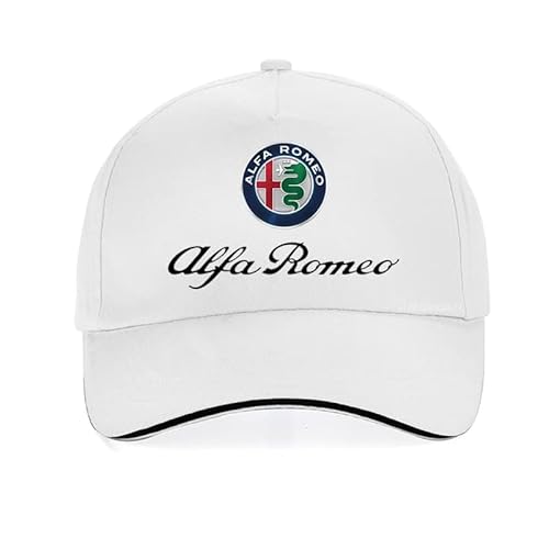 Verstellbare Unisex-Baseballmütze aus Baumwolle, für Alfa Romeo Giulia Stelvio Giulietta 159 147 156 Team Schiebermütze mit Auto-Logo,White von GRFIT
