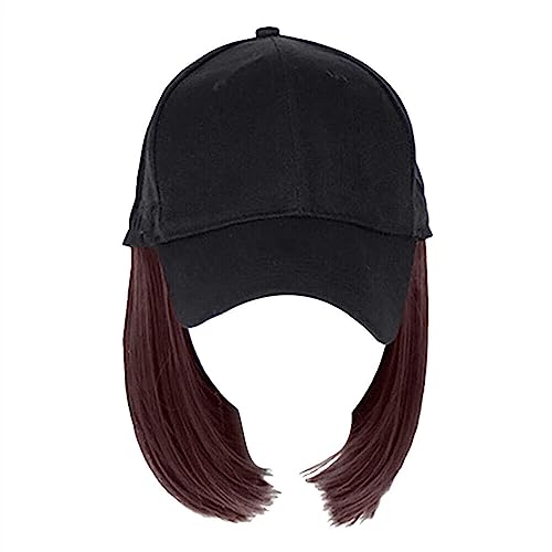 perücken mit kapuze Frauen Baseball Hut Mit Natürlichen Kurzen Geraden Synthetische Perücke Haar Verlängerung Cosplay Dress Up Requisiten Kopfbedeckung Styling Zubehör perücke (Color : Light brown-Bl von GRFIT