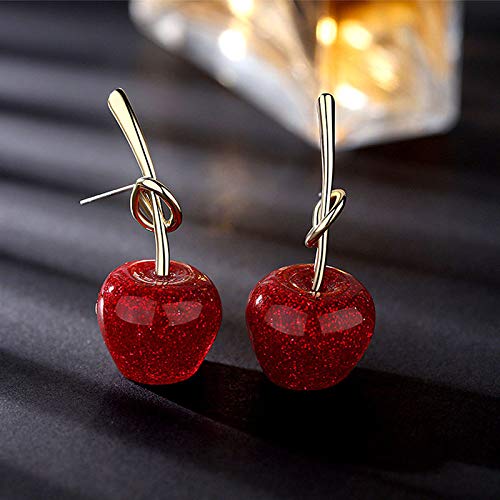 GRGFG Damen Fallen Hängend Ohrringe, Roter Emaille Apfel Anhänger Ohrstecker Hypoallergener Ring Kreis Schmuck Ohrringe für Mädchen Party Hochzeit Valentinstag von GRGFG