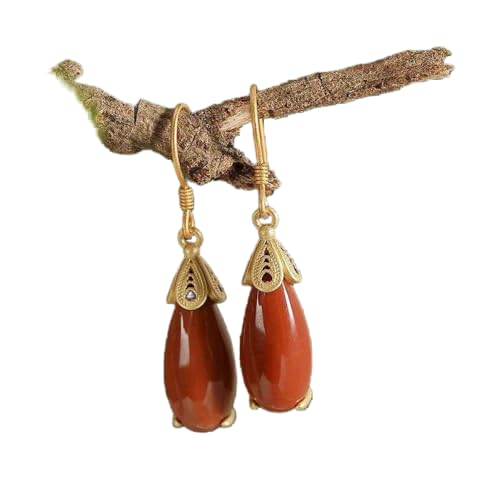 GRGFG Damen Fallen Hängend Ohrringe,925 Silber Ohrhänger Mit Künstlicher Korallen-Chili-Anhänger, Massive Silberohrringe Persönlichkeit Tropfen Tropfen Ohrringe Silberschmuck Geschenke Für Ihre Frau von GRGFG