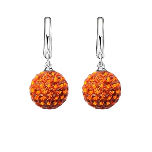 Tropfen Ohrringe Für Frauen,925 Silber Orange Zirkon Ball Dangle Creolen Hypoallergen Lightweight Drop Anhänger Schmuck Ohrringe Für Frauen Mädchen Party Hochzeit Valentinstag Geschenk von GRGFG