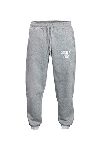 GRILL OR DIE Damen Herren Jogger Classic Sweathose, Farbe: Grau, Gr. XXL von GRILL OR DIE