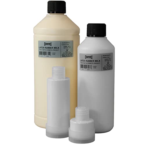 GRIMAS Latexmilch, 1000ml, professionelles flüssiges Latex zur Erstellung von Special Make-Up, Zombies, Halloween, Wunden, Narben, FX Schminke und Abgüssen, trocknet transparent, Latexrubber milk von GRIMAS