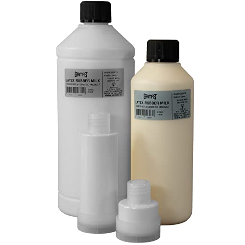 GRIMAS Latexmilch, 500ml, professionelles flüssiges Latex zur Erstellung von Special Make-Up, Zombies, Halloween, Wunden, Narben, FX Schminke und Abgüssen, trocknet transparent, Latexrubber milk von GRIMAS